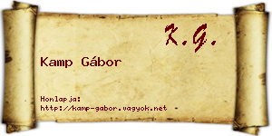 Kamp Gábor névjegykártya